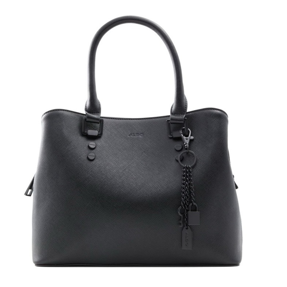 ALDO TOTE SATCHEL BAG PURSE HANDBAG BLACK FAUX LEATHER